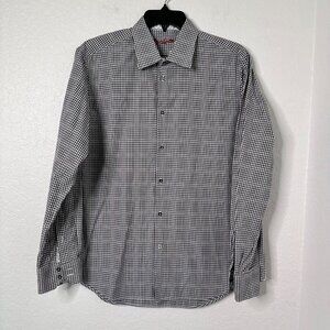 Robert Graham Mens Black White Gingham Button-Up Shirt Skull Accents L/XL -NWOT